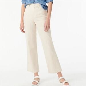 J. Crew Women's Slim Wide-Leg High Rise Cropped Jean in Khaki Stripe Size 32